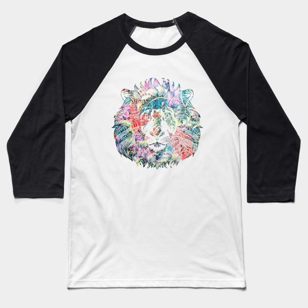 Lion Zentangle Pattern Baseball T-Shirt by EpochCollage